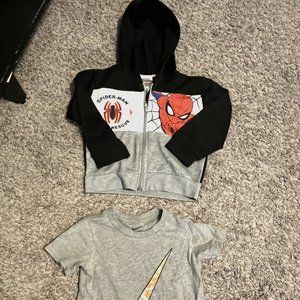 Spiderman sweater and nike tshirt
